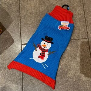Blue and Red Snowman Christmas Dog Sweater